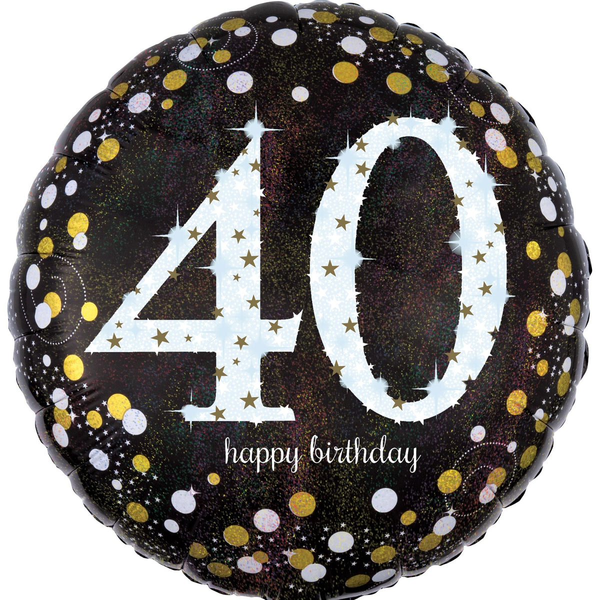 Sparkling 40th Birthday Foil Balloon - 18 Inch - Pack of 10