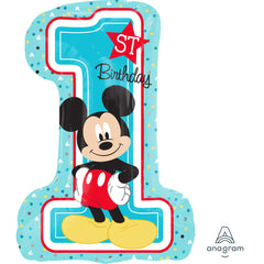 Mickey Mouse 1st Birthday Blue Foil Balloon - Pack of 5