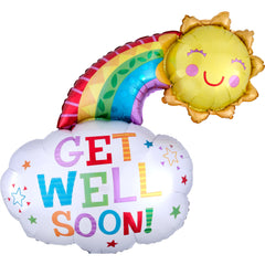 Get Well Soon Rainbow & Sun Foil SuperShape Balloon - Pack of 5