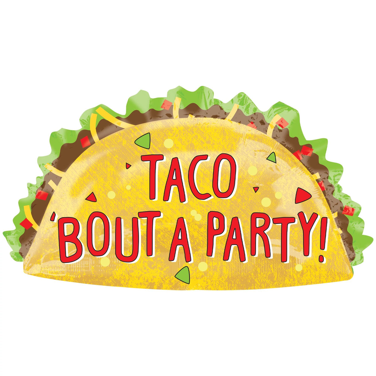 Festive Taco Shaped Foil Balloon - Pack of 5