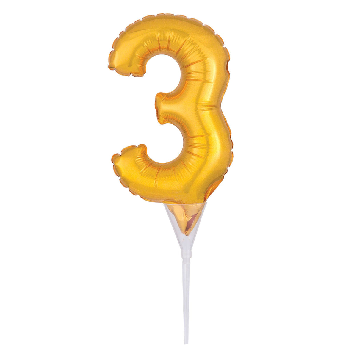 Gold Number 3 Foil Balloon Cake Topper - Case of 40