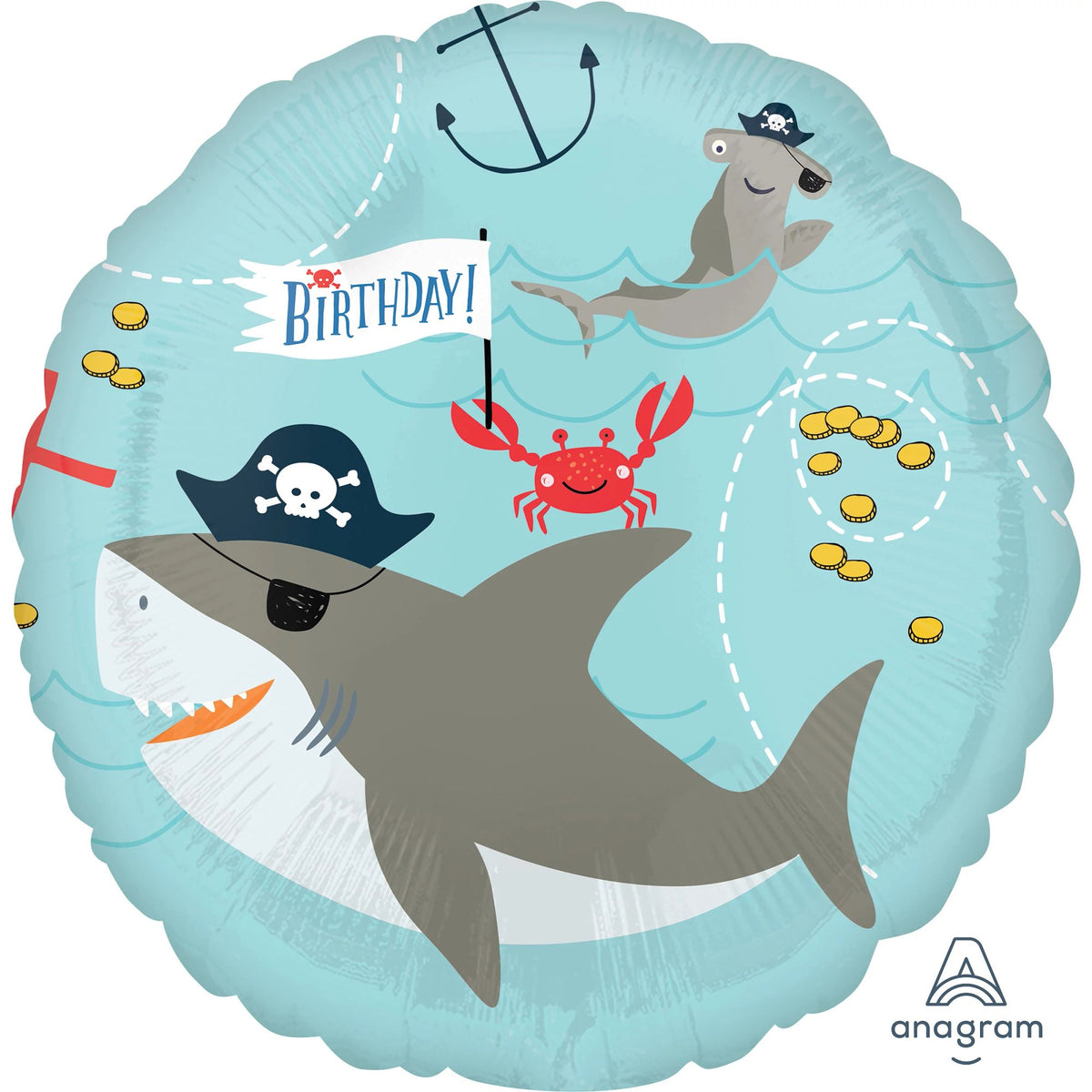 Ahoy Pirate Shark Mylar Balloon - 18-Inch - Pack of 2
