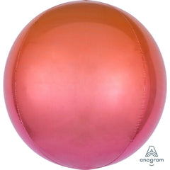 Radiant Red/Orange Ombre Orbz Foil Balloon - Pack of 2