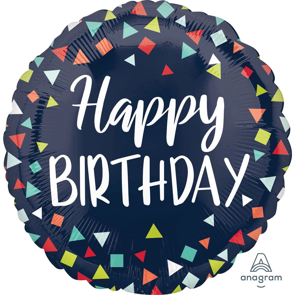 Colorful Celebration Happy Birthday Foil Balloon - 18 Inch - Case of 100