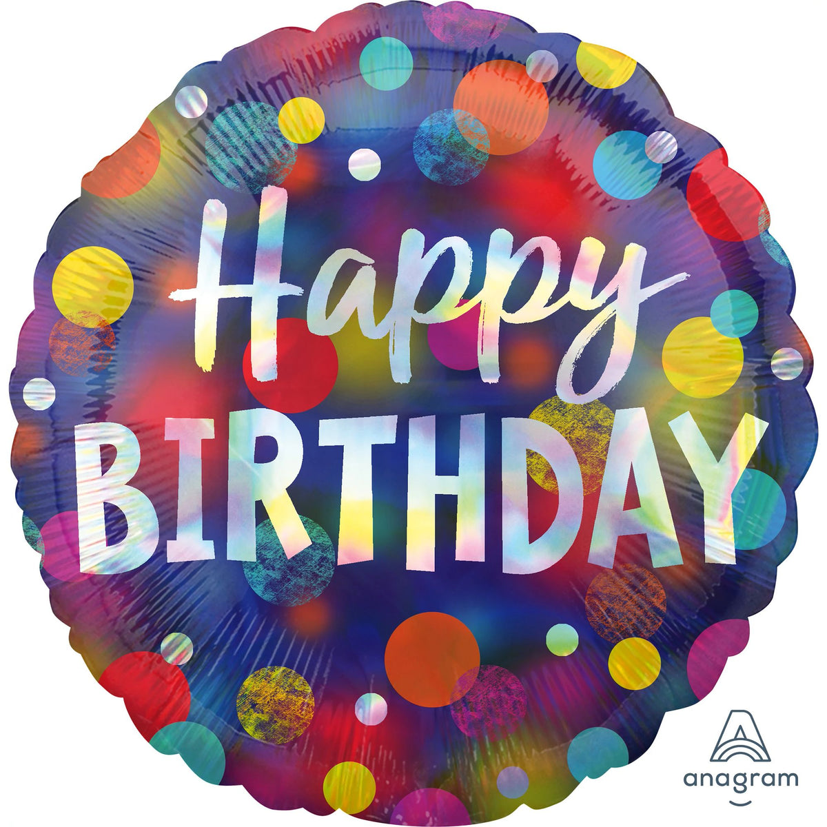 Iridescent Party Dots Birthday Foil Balloon - 18 Inch - Case of 100