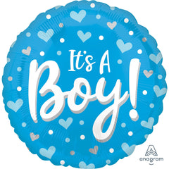 It's a Boy! Heart & Dots Foil Balloon - 18-inch - Case of 100