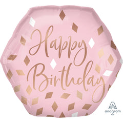Blush Birthday Balloon Fol Super Shape - Case of 50