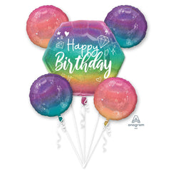 Sparkle Birthday Foil Balloon Bouquet - 5 Piece Set. - Case of 24