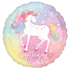 Enchanted Unicorn Birthday Mylar Balloon - 18-inch - Case of 100