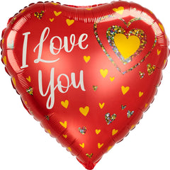 Heartfelt Love Glitter Hearts Foil Balloon - Pack of 5