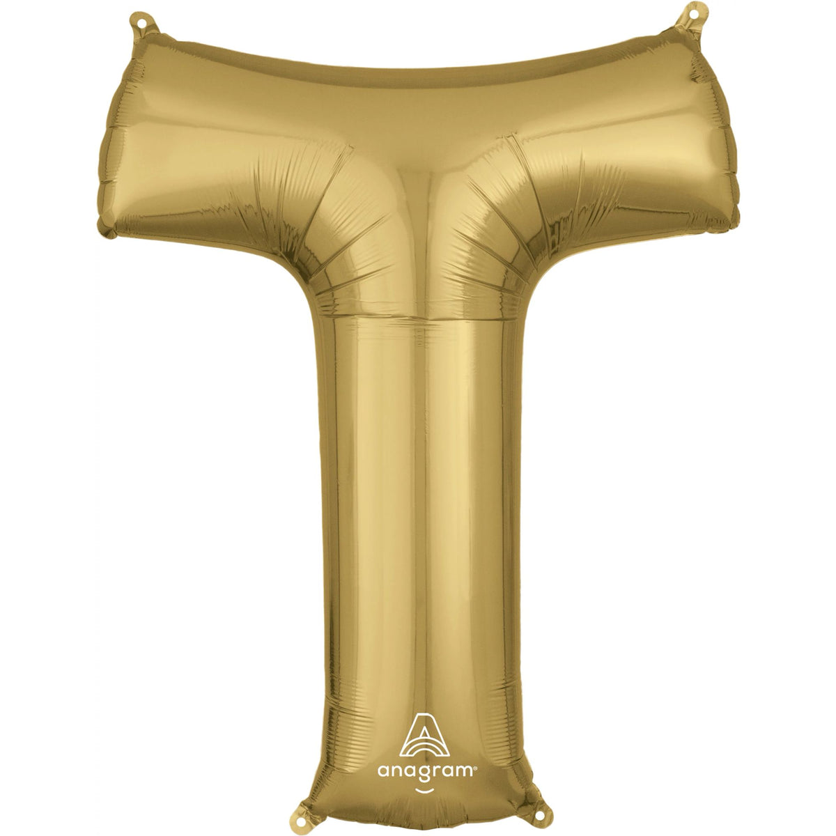 Gold Letter T Foil Balloon - Mylar Metallic Decoration - Pack of 5