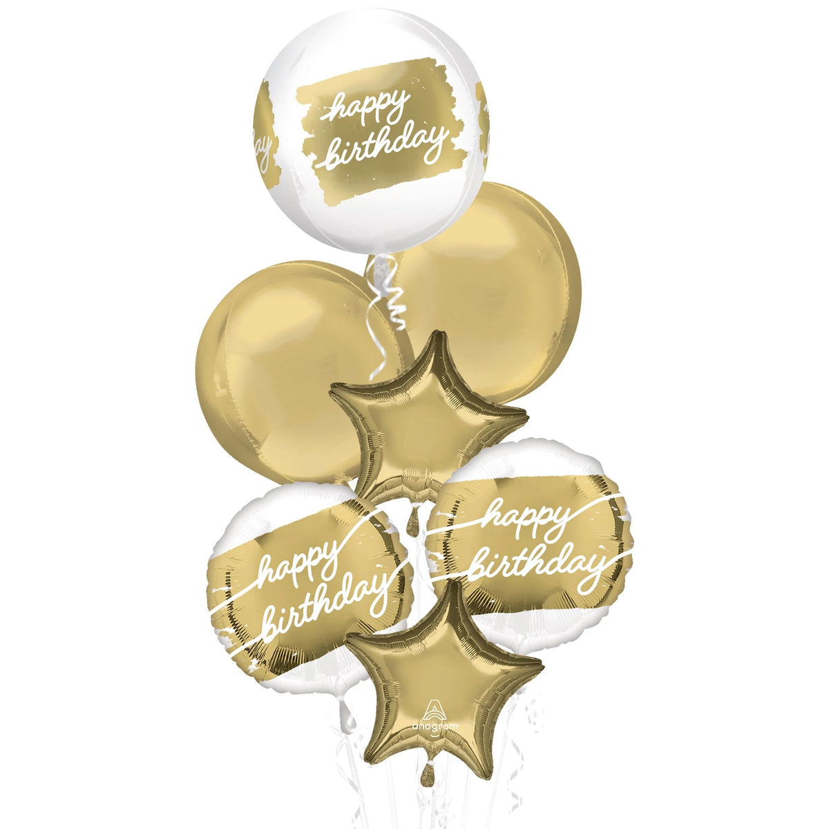 Premium Golden Birthday Balloon Bouquet, 7-pcs - Pack of 3