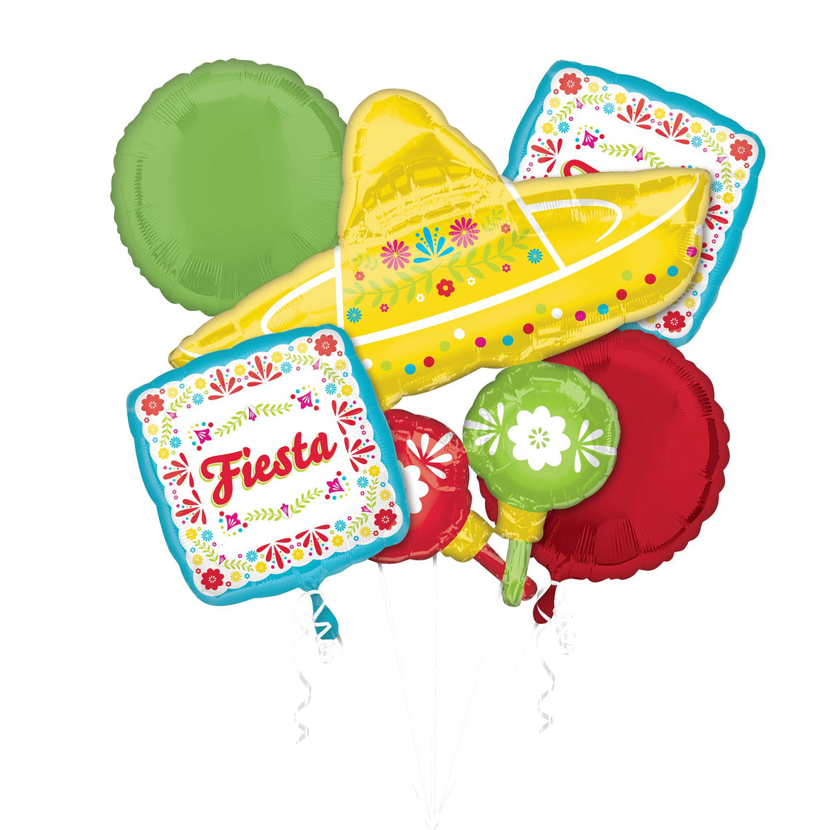 Viva La Party Fiesta Foil Balloon Bouquet, 5-pcs - Pack of 3