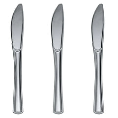 Exquisite Silver Plastic Knives | 40 Count