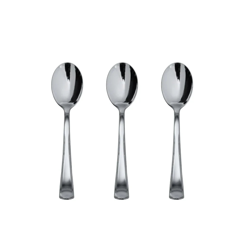 Exquisite Silver Plastic Tea Spoons | 40 Count