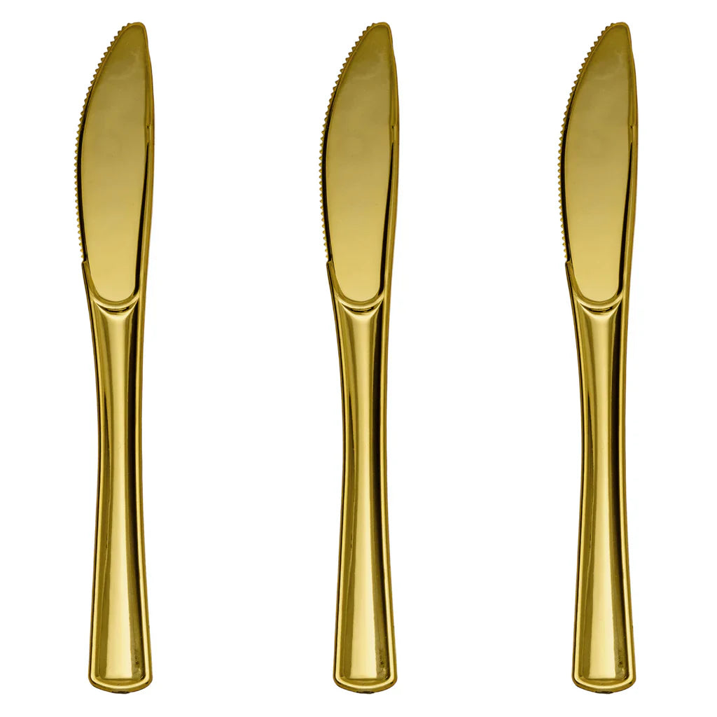 Exquisite Gold Plastic Knives | 40 Count