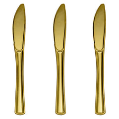 Exquisite Classic Gold Plastic Knives | 120 Count