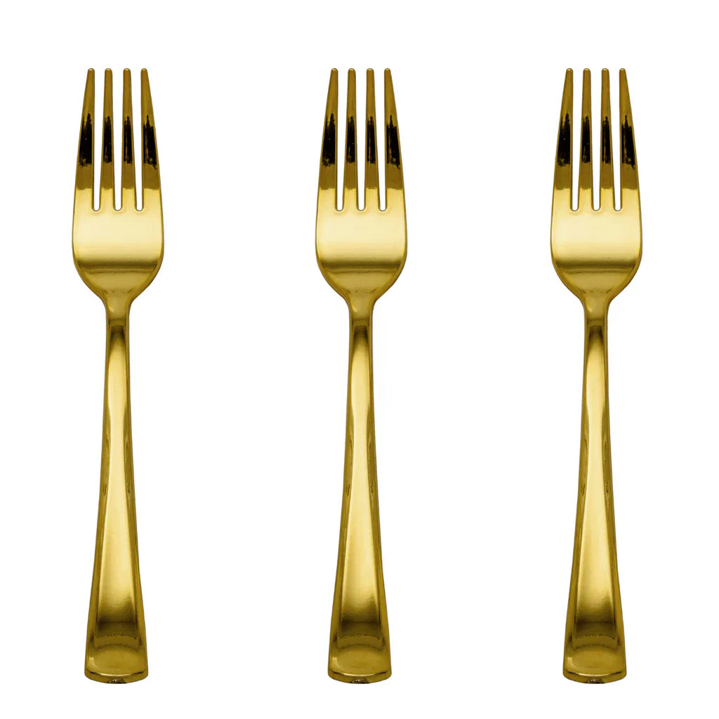 Exquisite Gold Plastic Forks | 40 Count