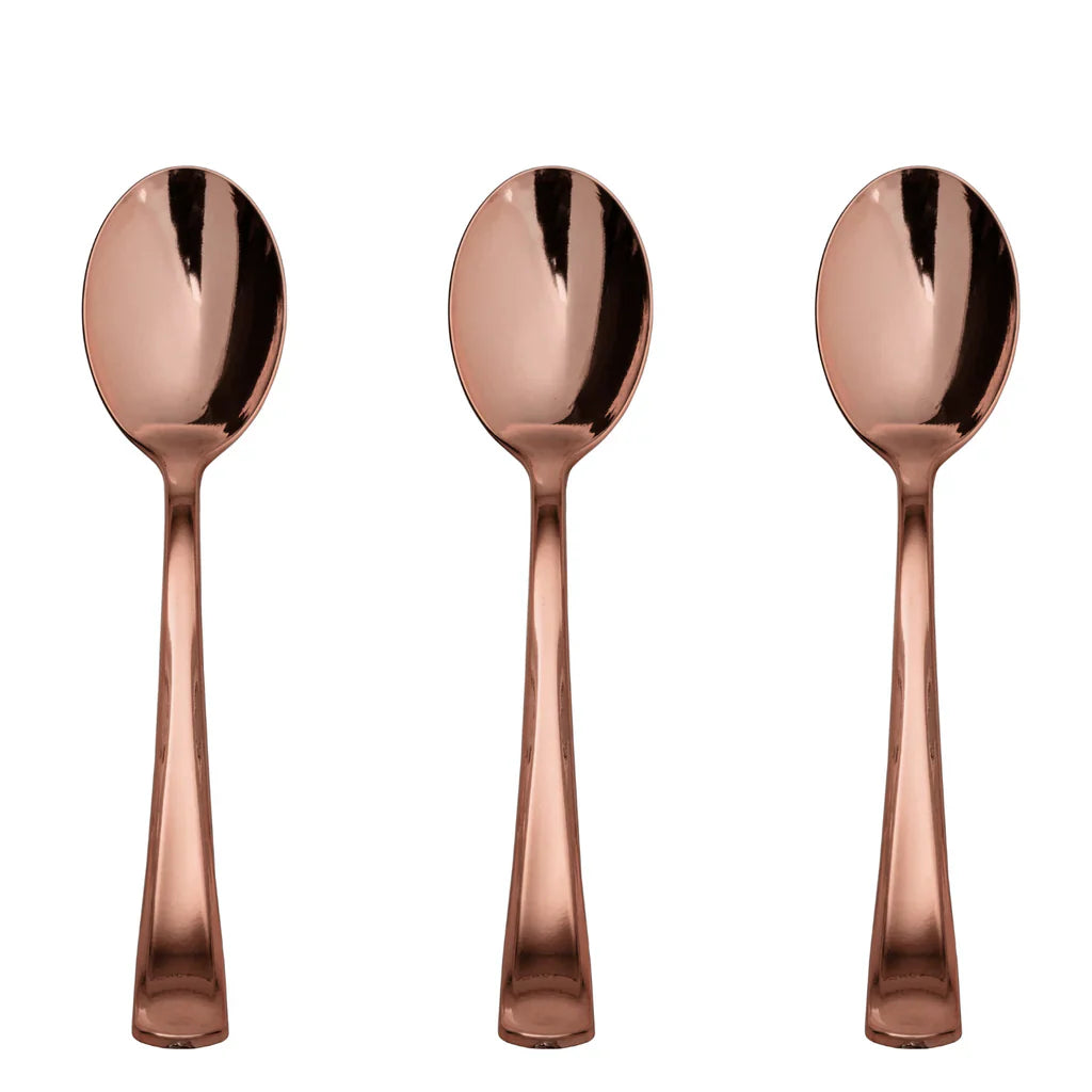 Exquisite Rose Gold Plastic Spoons | 40 Count