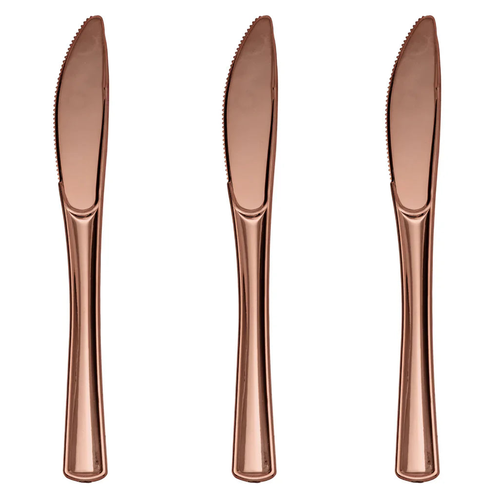 Exquisite Rose Gold Plastic Knives | 40 Count