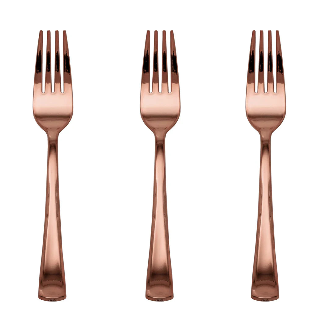 Exquisite Classic Rose Gold Plastic Forks | 120 Count