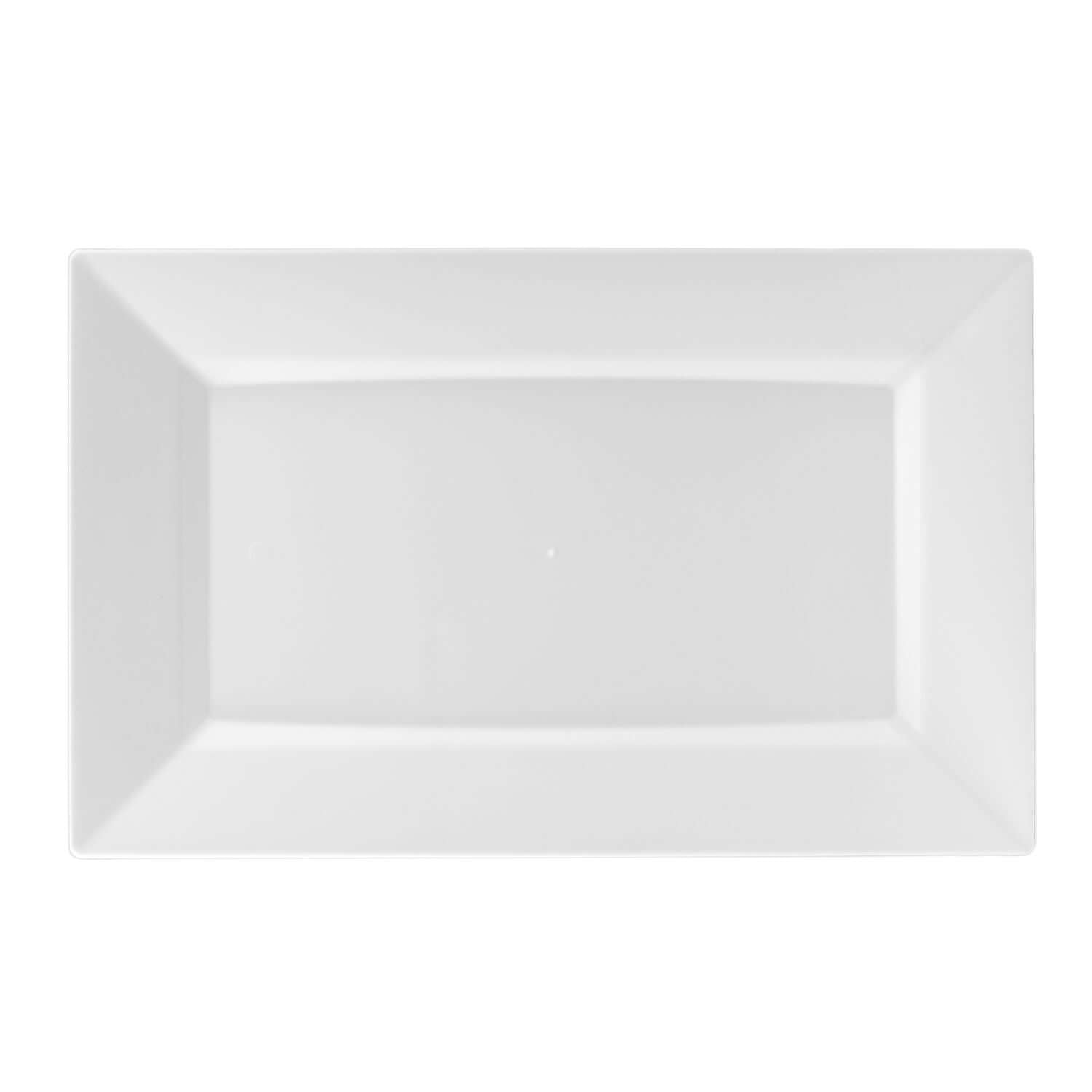 12.75" White Rectangular Plastic Plates (120 Count) - Yom Tov Settings