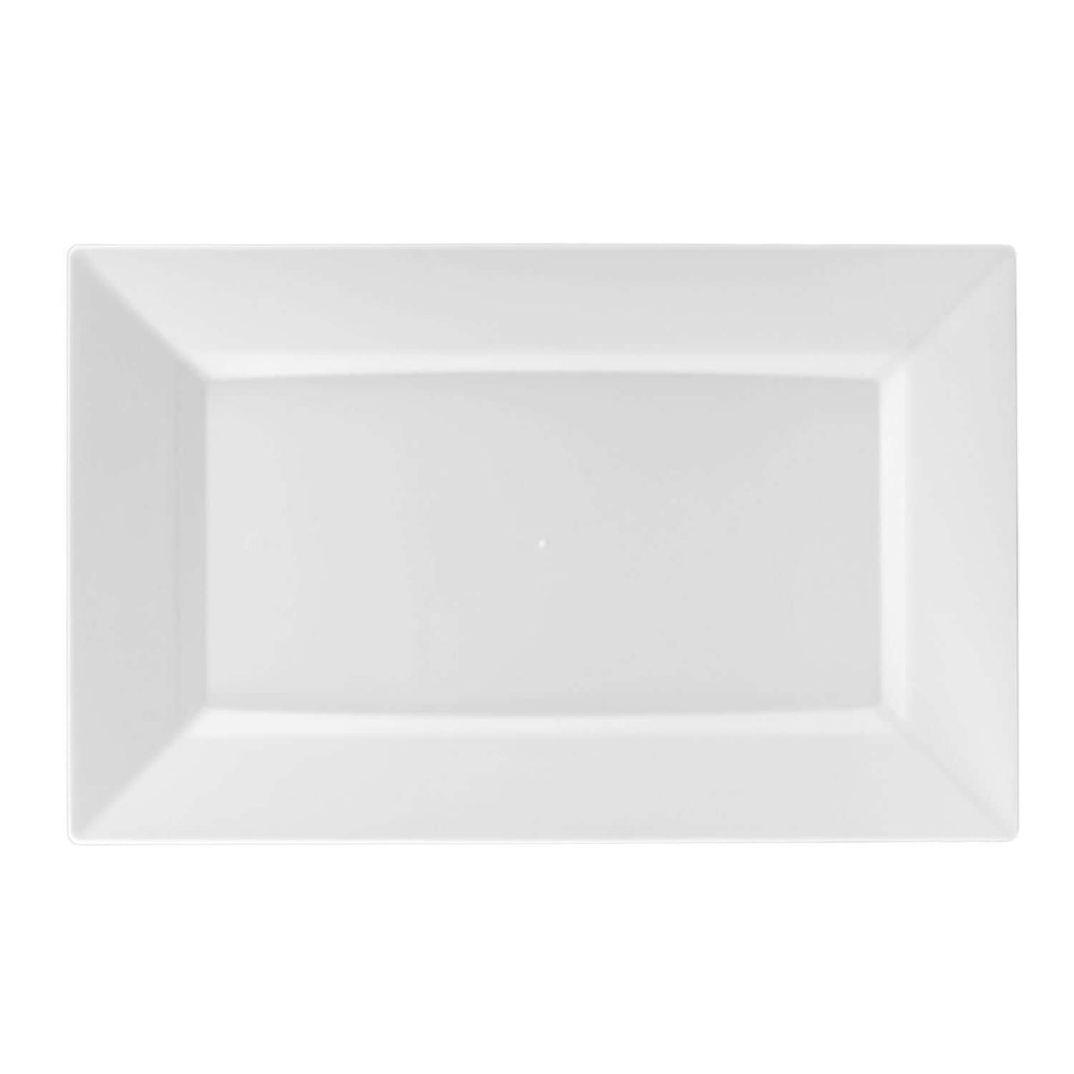 12.75" White Rectangular Plastic Plates (120 Count) - Yom Tov Settings