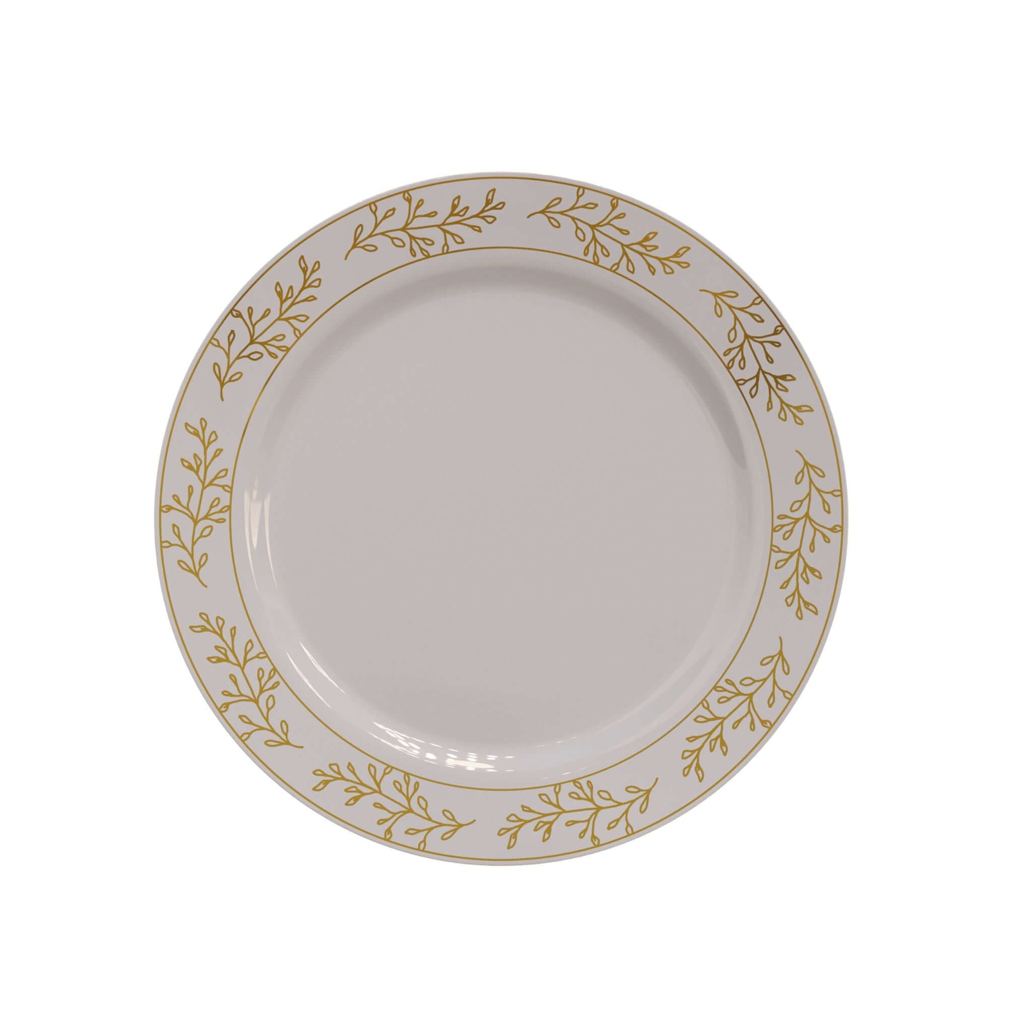 9" Gold Leaf Design Plastic Plates (120 Count) - Yom Tov Settings