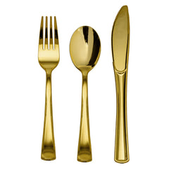 Gold Cutlery Set 120 Forks, 120 Spoons, 120 Knives