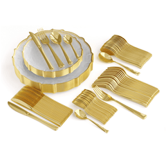 560 Piece Clear/Gold Petal Combo Set | Serves 80 Guests