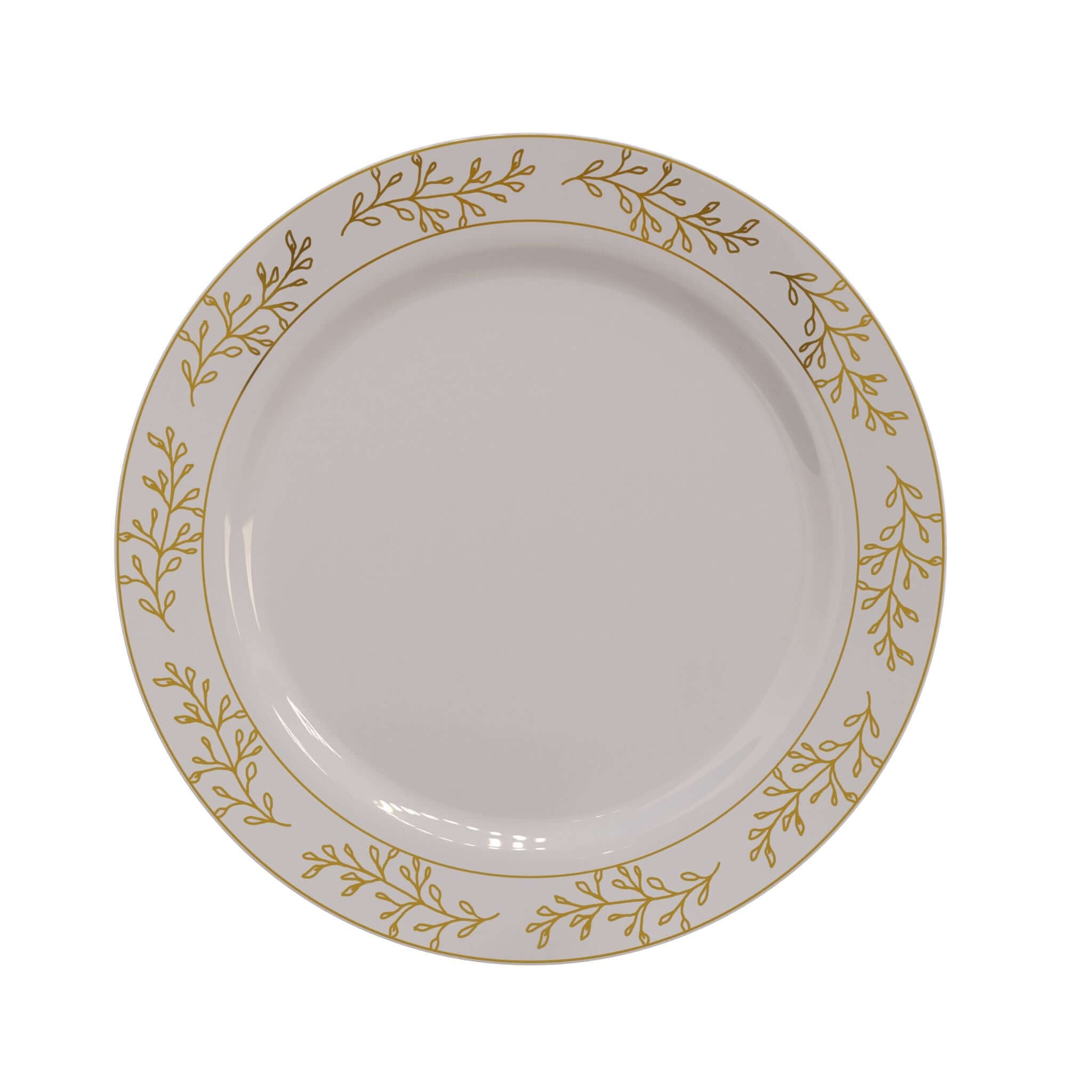 10.25" Gold Leaf Design Plastic Plates (120 Count) - Yom Tov Settings