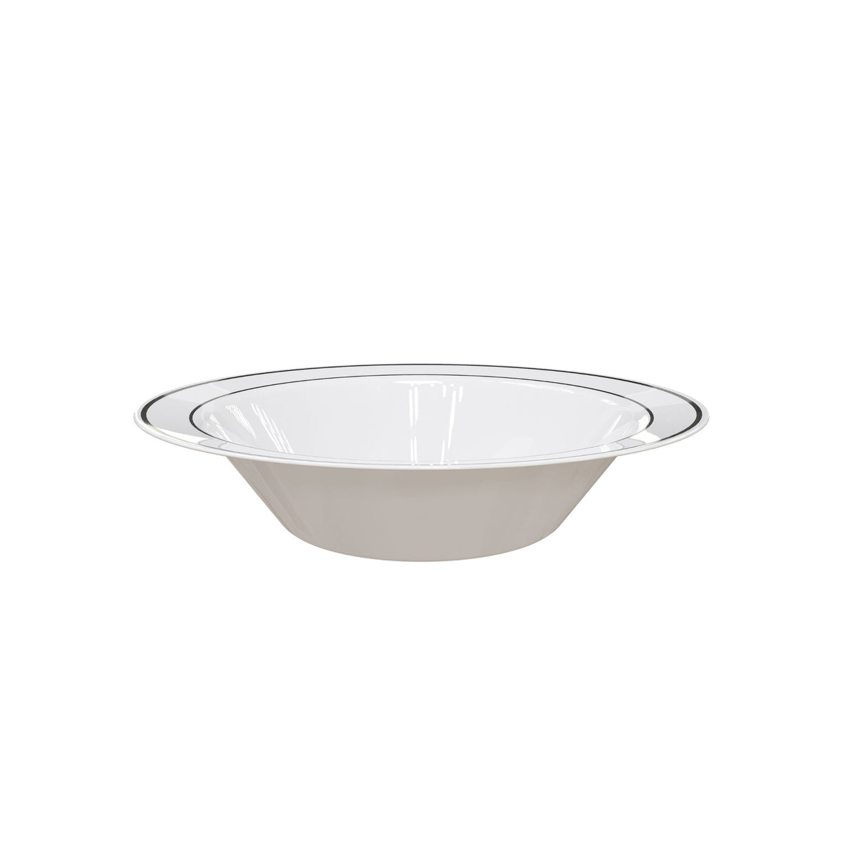 14 Oz. White/Silver Line Design Bowls | 40 Count