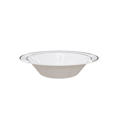 14 Oz. White/Silver Line Design Bowls | 40 Count