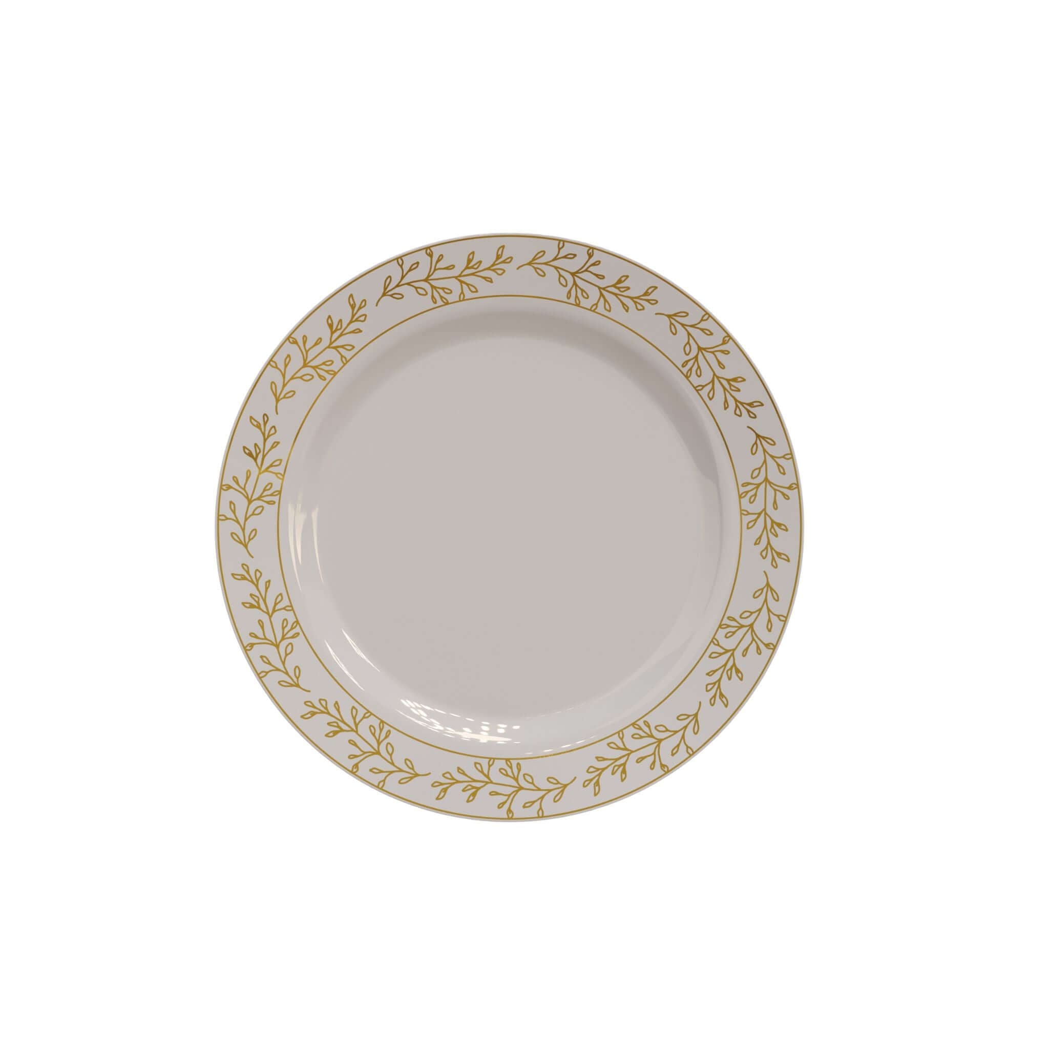 7.5" Gold Leaf Design Plastic Plates (120 Count) - Yom Tov Settings