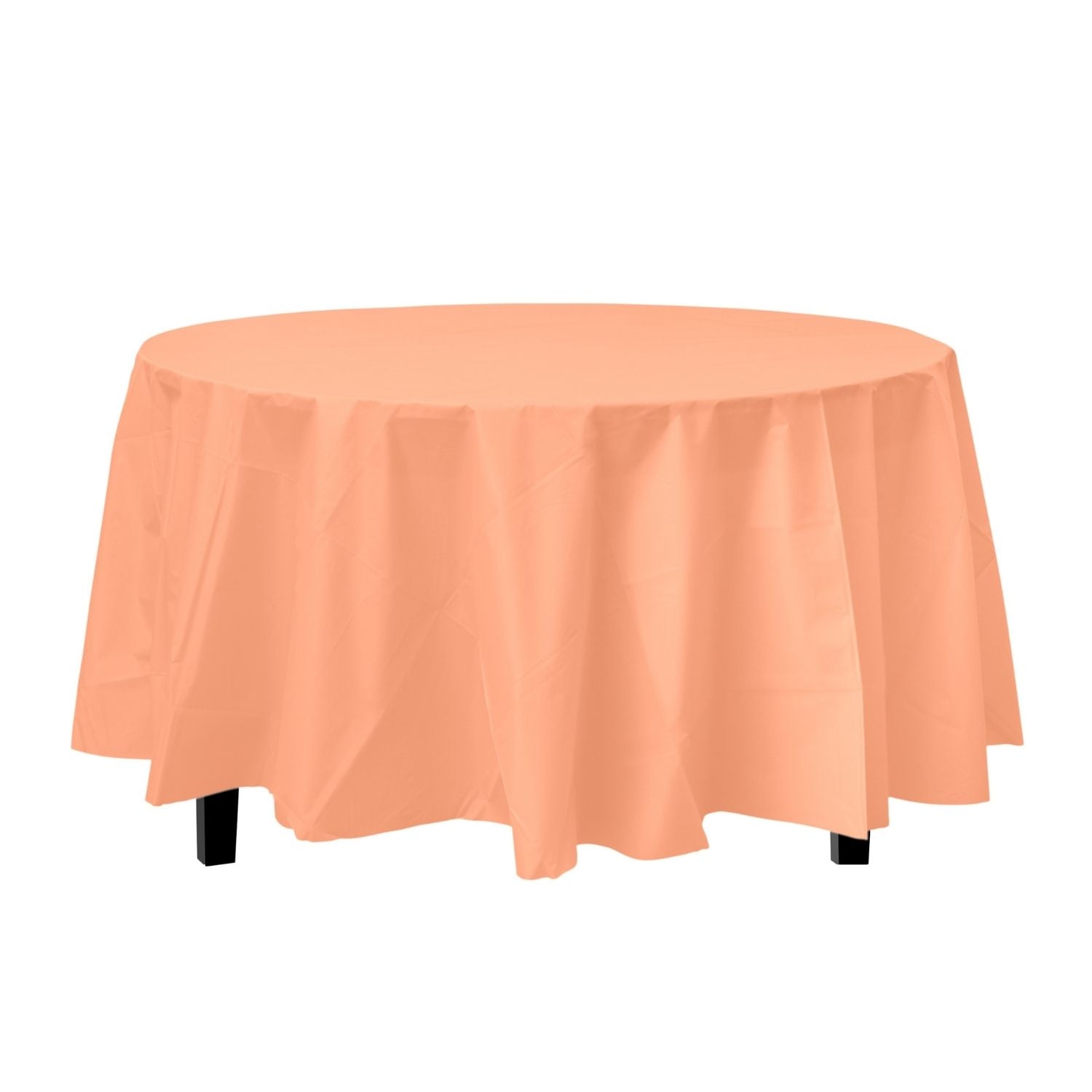 Premium Round Peach Plastic Tablecloth | 96 Count - Yom Tov Settings