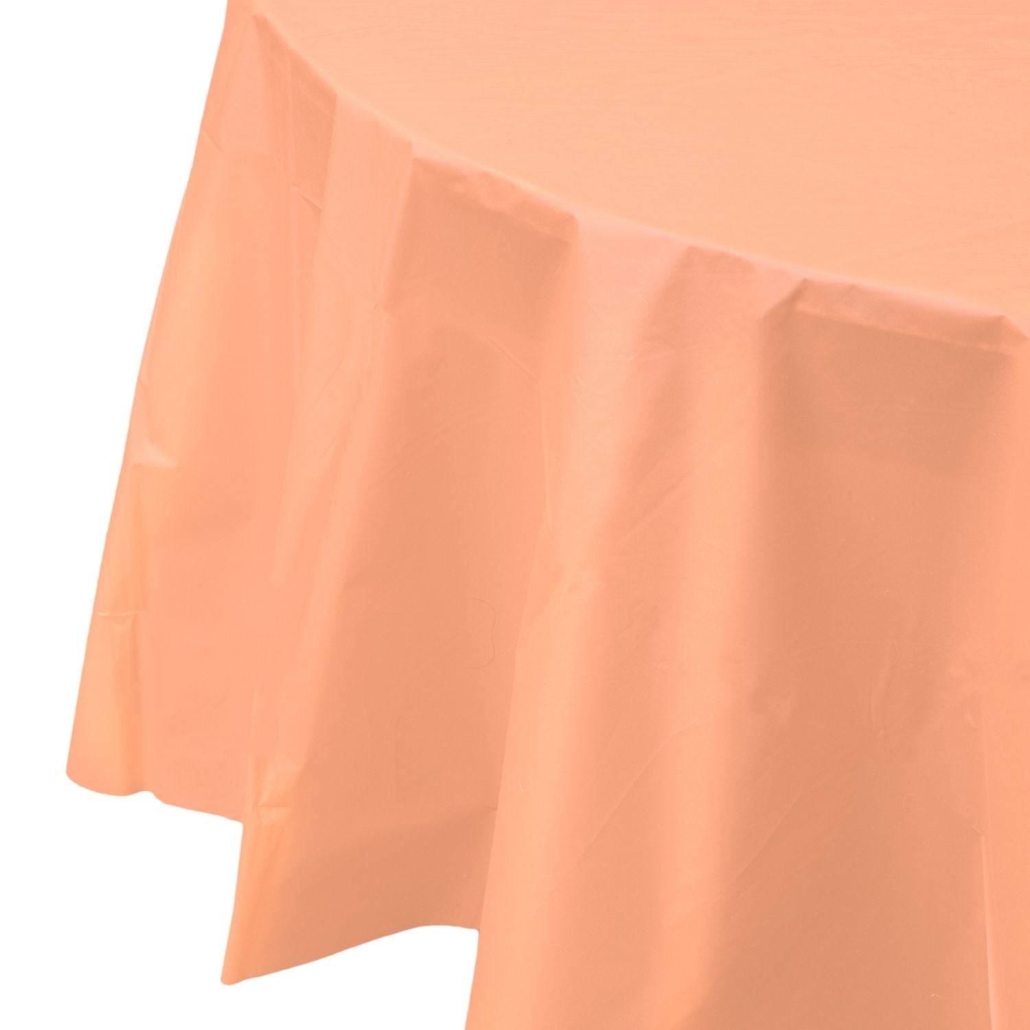 Premium Round Peach Plastic Tablecloth | 96 Count - Yom Tov Settings