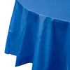 Premium Round Dark Blue Plastic Tablecloth | 96 Count - Yom Tov Settings