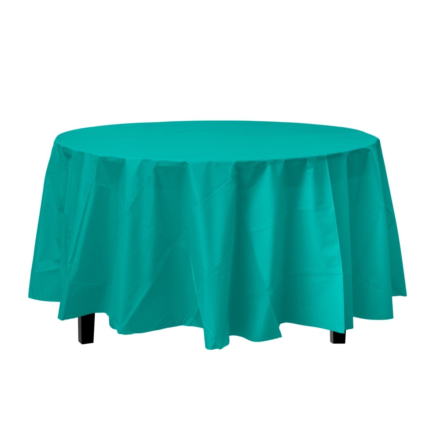 Teal Round Plastic Tablecloth | 48 Count - Yom Tov Settings