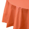 Premium Round Orange Plastic Tablecloth | 96 Count - Yom Tov Settings