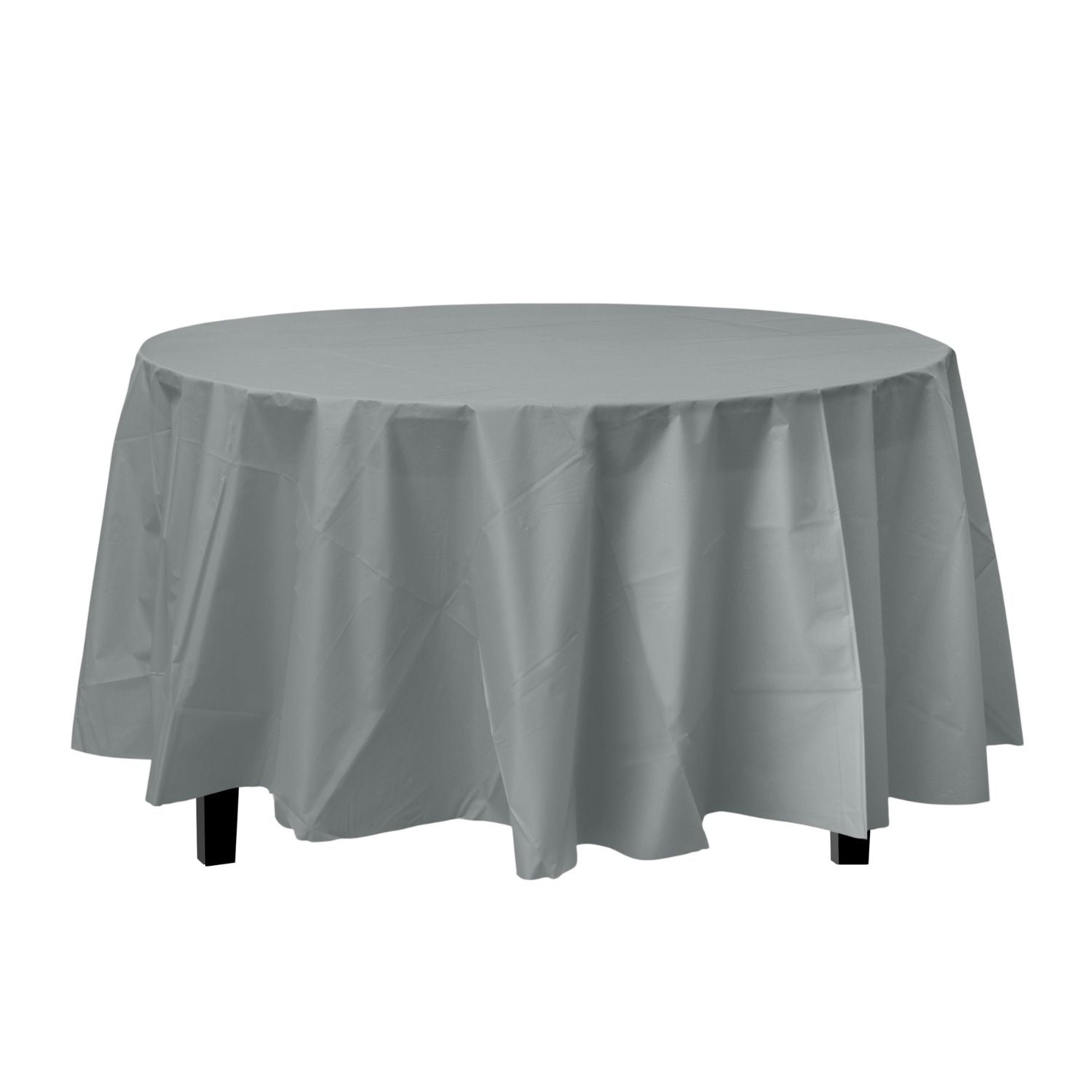 Premium Round Silver Plastic Tablecloth | 96 Count - Yom Tov Settings
