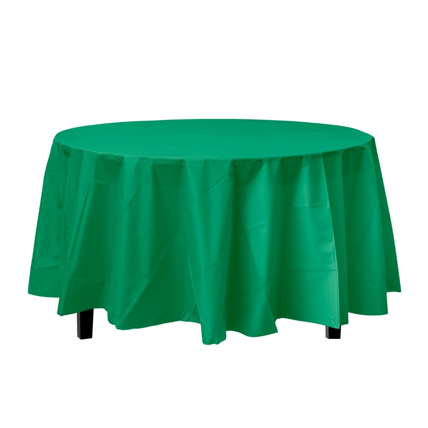 Premium Round Emerald Green Plastic Tablecloth | 96 Count - Yom Tov Settings