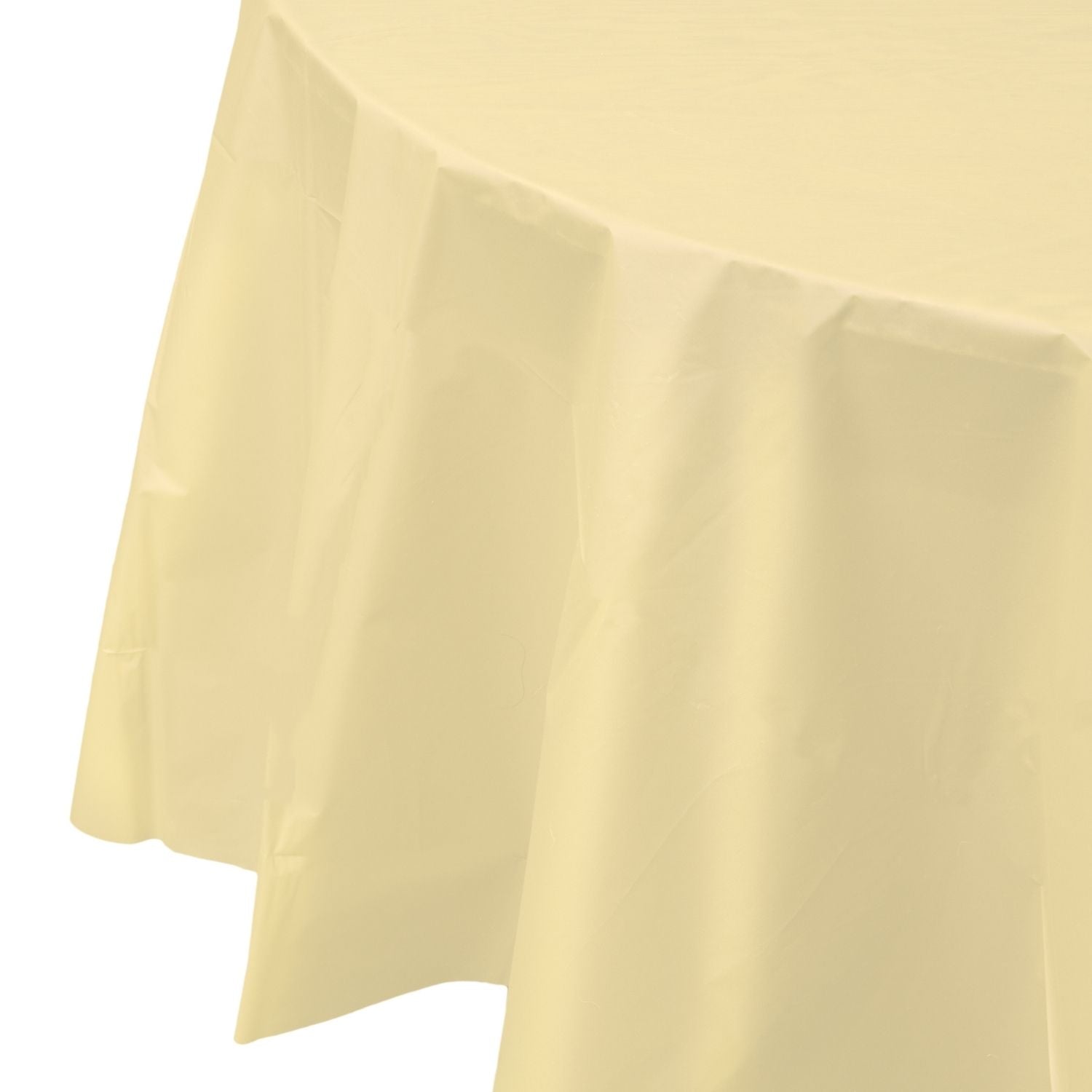 Premium Round Light Yellow Plastic Tablecloth | 96 Count - Yom Tov Settings