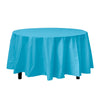 Premium Round Turquoise Plastic Tablecloth | 96 Count - Yom Tov Settings