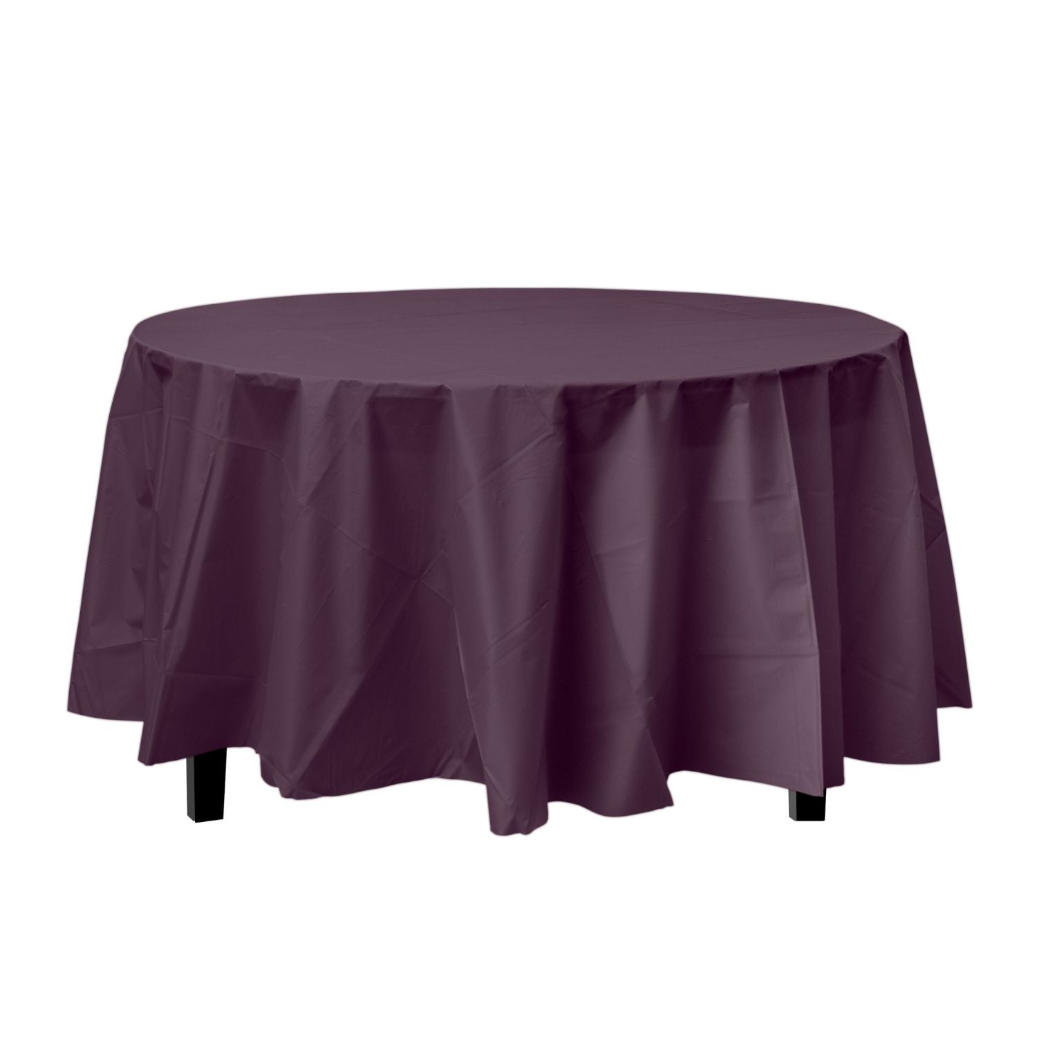 Plum Round Plastic Tablecloth | 48 Count - Yom Tov Settings