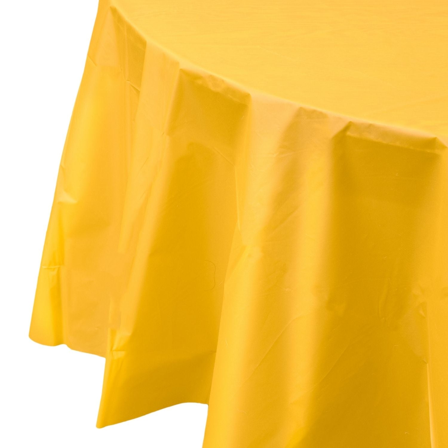 Premium Round Yellow Plastic Tablecloth | 96 Count - Yom Tov Settings