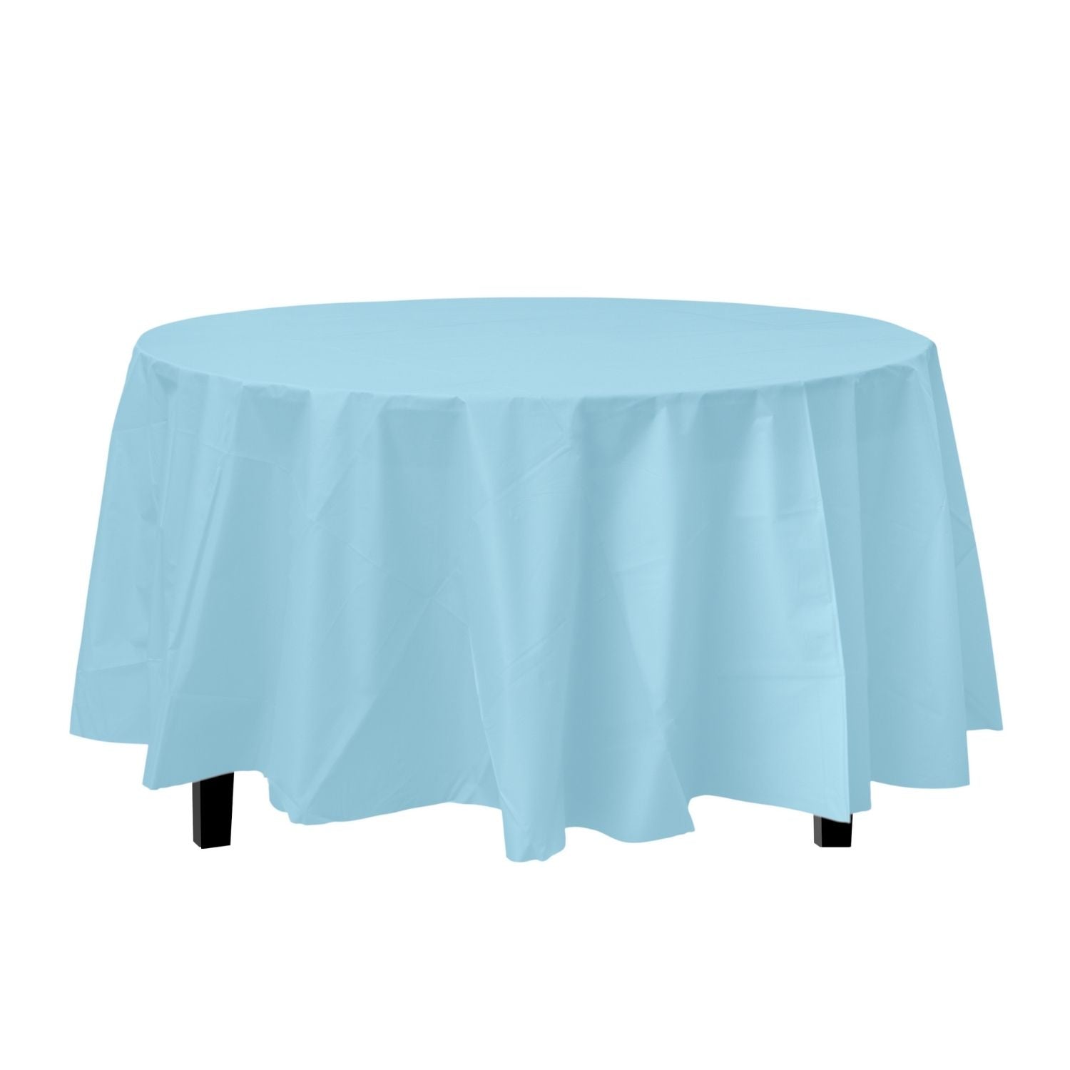 Premium Round Light Blue Plastic Tablecloth | 96 Count - Yom Tov Settings
