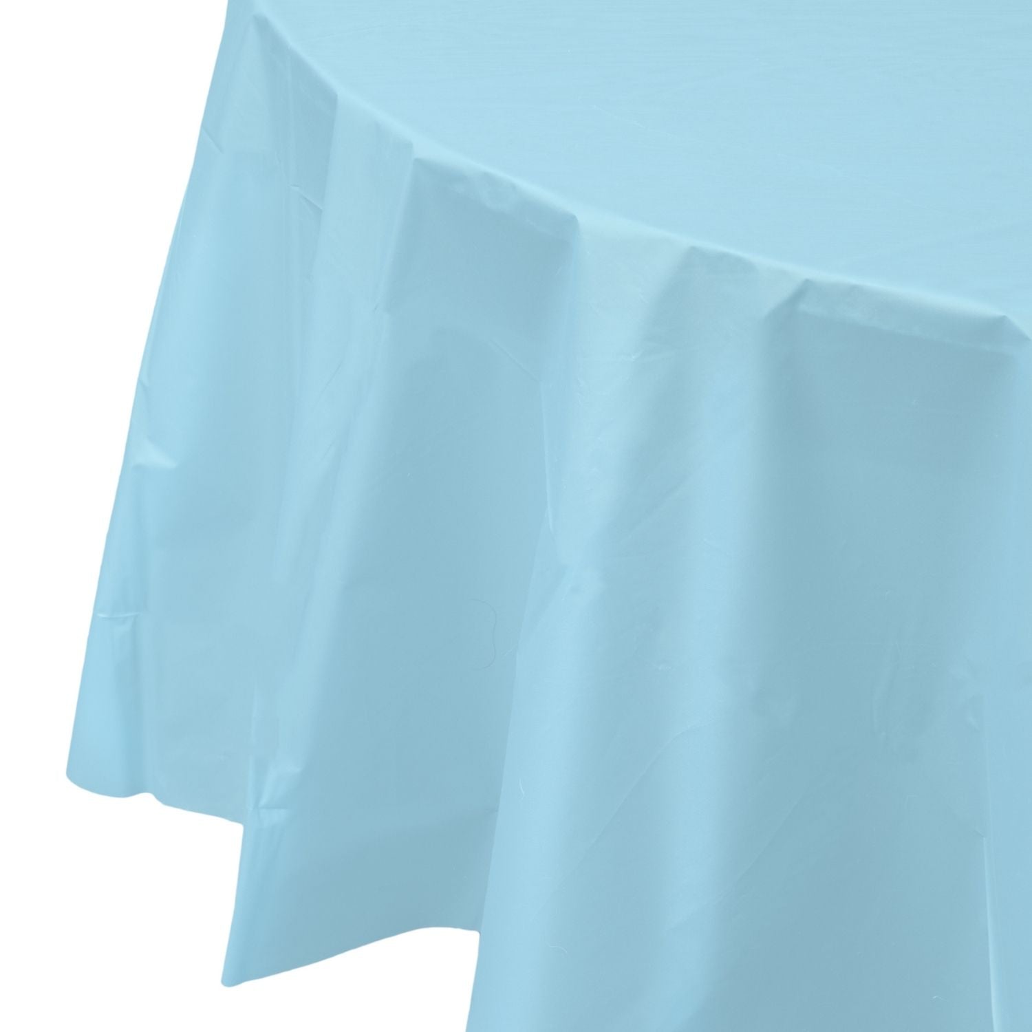 Light Blue Round Plastic Tablecloth | 48 Count - Yom Tov Settings