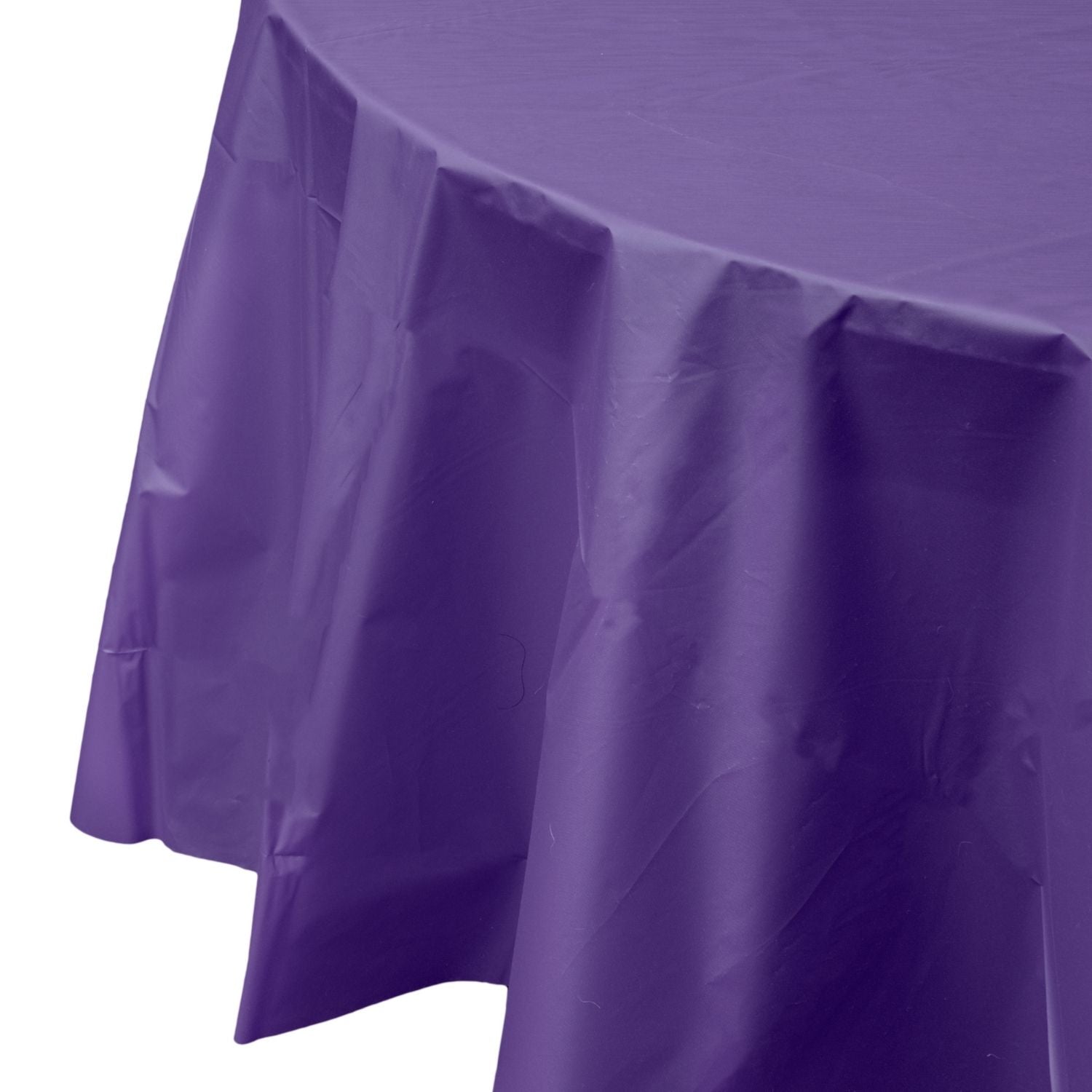 Premium Round Purple Plastic Tablecloth | 96 Count - Yom Tov Settings