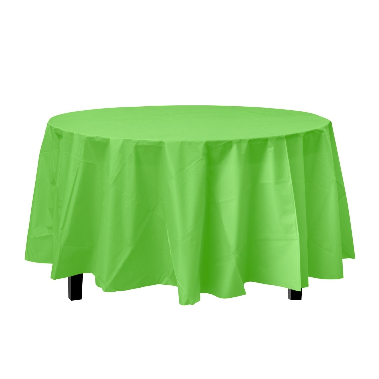 Lime Green Round Plastic Tablecloth | 48 Count - Yom Tov Settings