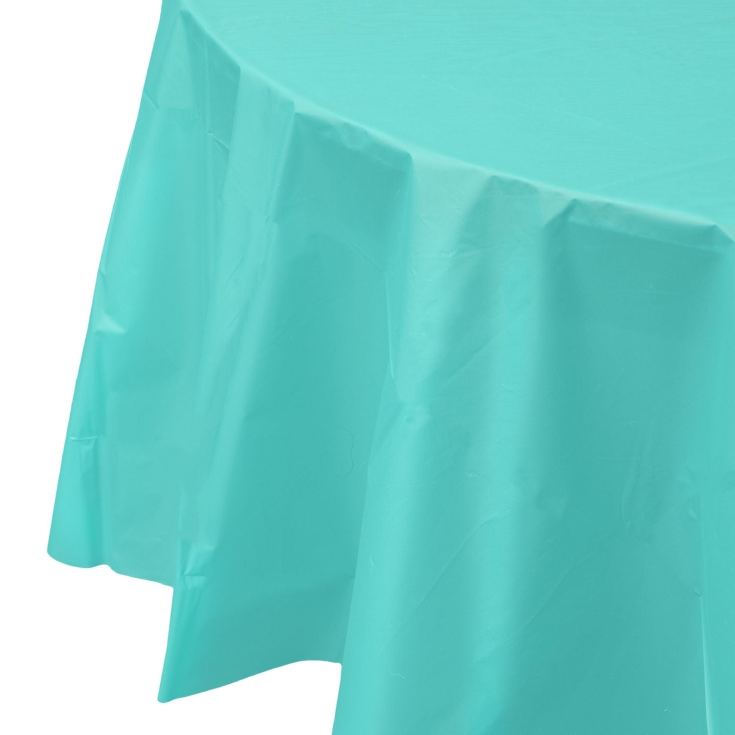Premium Round Aqua Plastic Tablecloth | 96 Count - Yom Tov Settings
